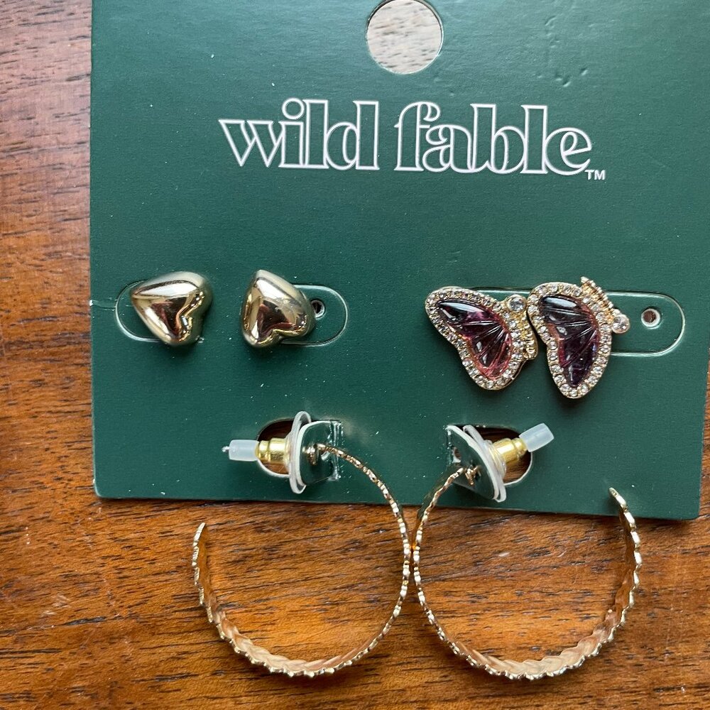 Bundle 3/$12 Trio of Wild Fable Gold Tone Earrings